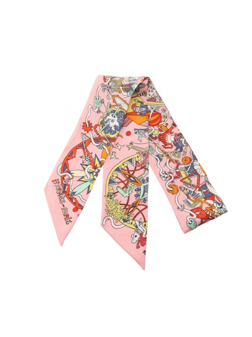 Hermes Scarf Twilly la Folle Parade Ribbon Silk